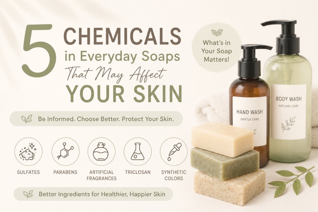 5 Chemicals in Everyday Soaps That May Affect Your Skin FEATURED IMAGE OF CHEMICAL IN DAILY LIFE PRODUCT 1024x683