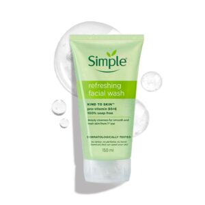 simple kind to skin refreshing facial wash 150ml | soap free face wash | gentle cleansing | non drying | suitable for all skin types